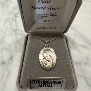 Sterling Silver Chris’ Heart of Jesus Madonna & Child Necklace - New in Box